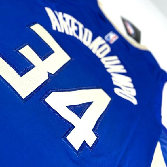 Nike Giannis Antetokounmpo #34 Milwaukee Bucks Blue City Adult Stitched Jersey - Picture 7 of 8